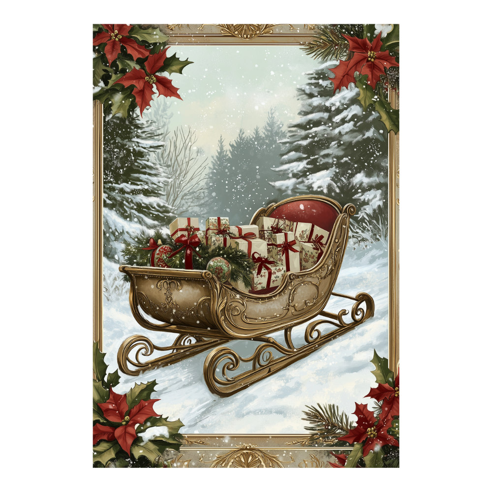 Affiches Art Nouveau -  Collection Noël Vintage "Traîneau de noël"