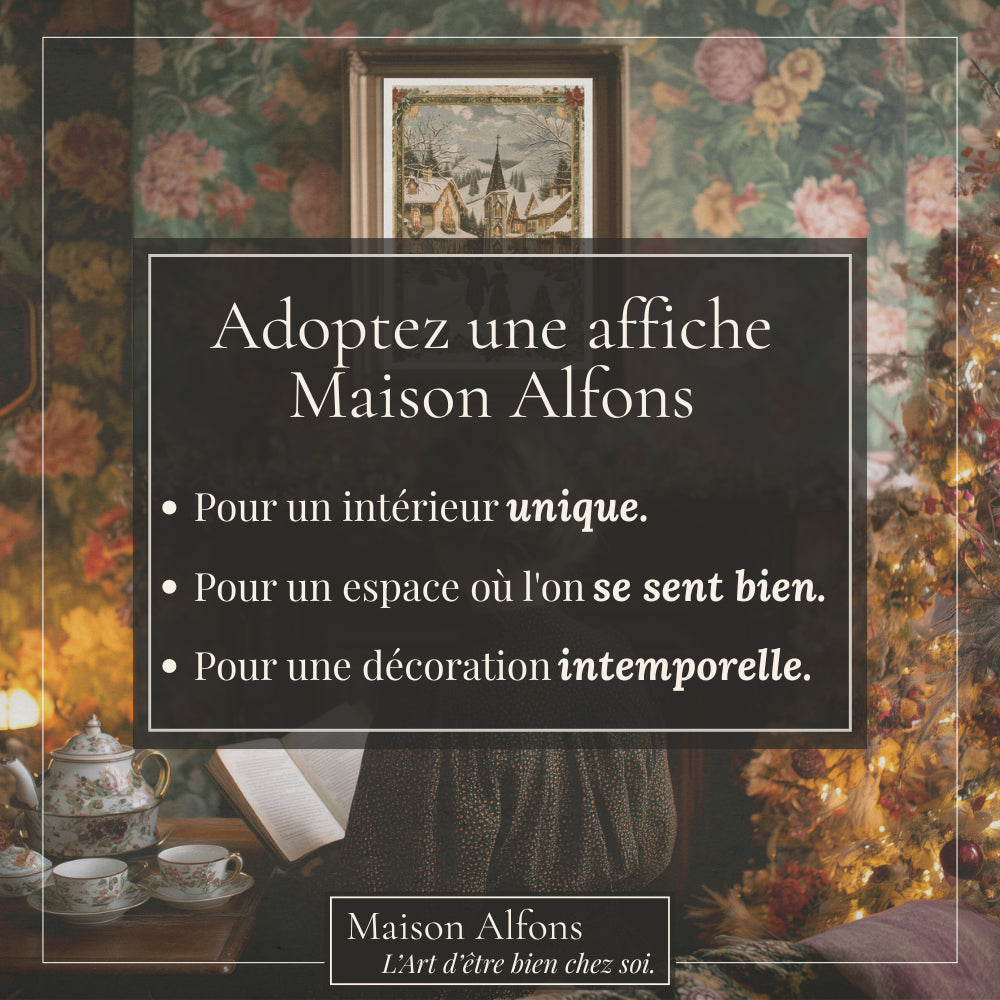 Affiches Art Nouveau - Collection Noël Vintage "Village de noël"