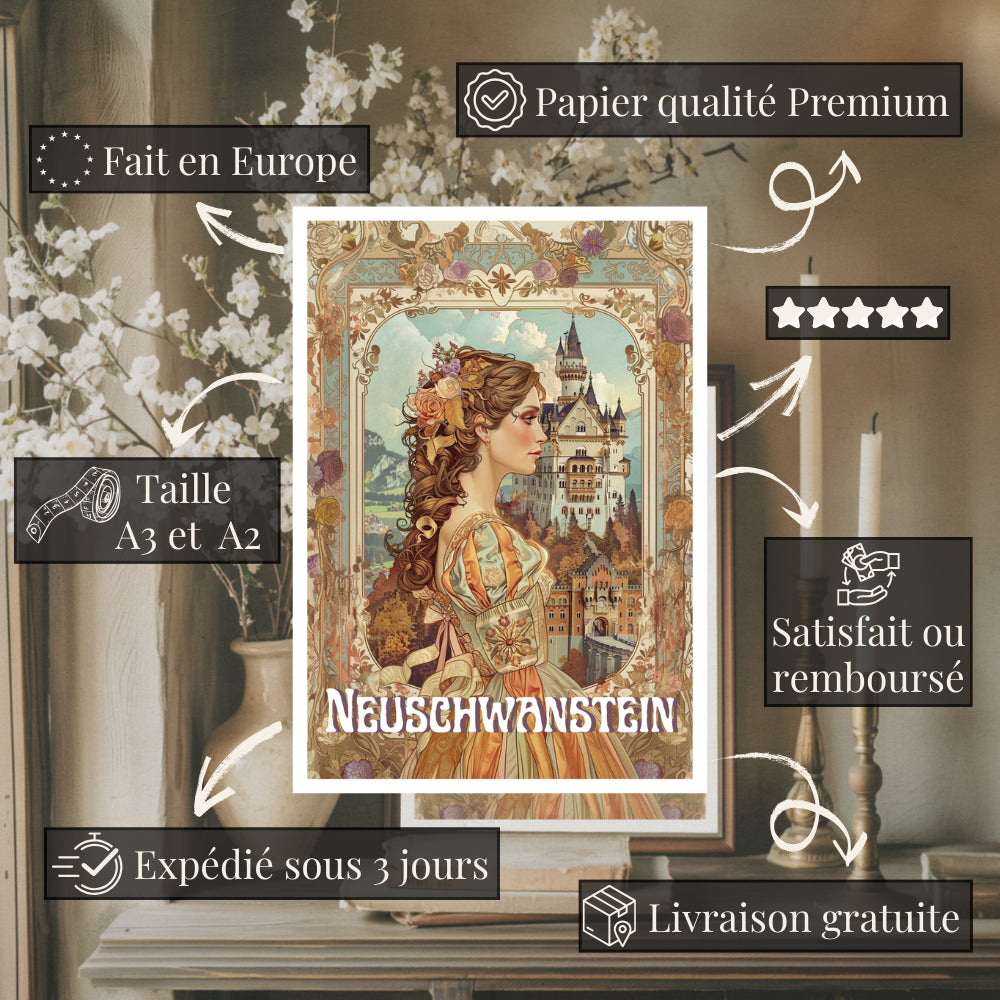 Affiches Art Nouveau - Collection Villes Art Nouveau "Neuschwanstein"