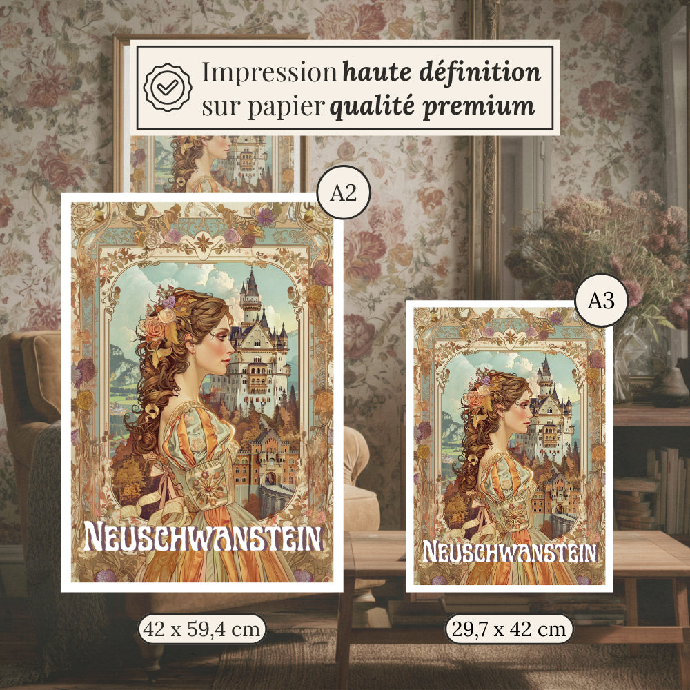 Affiches Art Nouveau - Collection Villes Art Nouveau "Neuschwanstein"