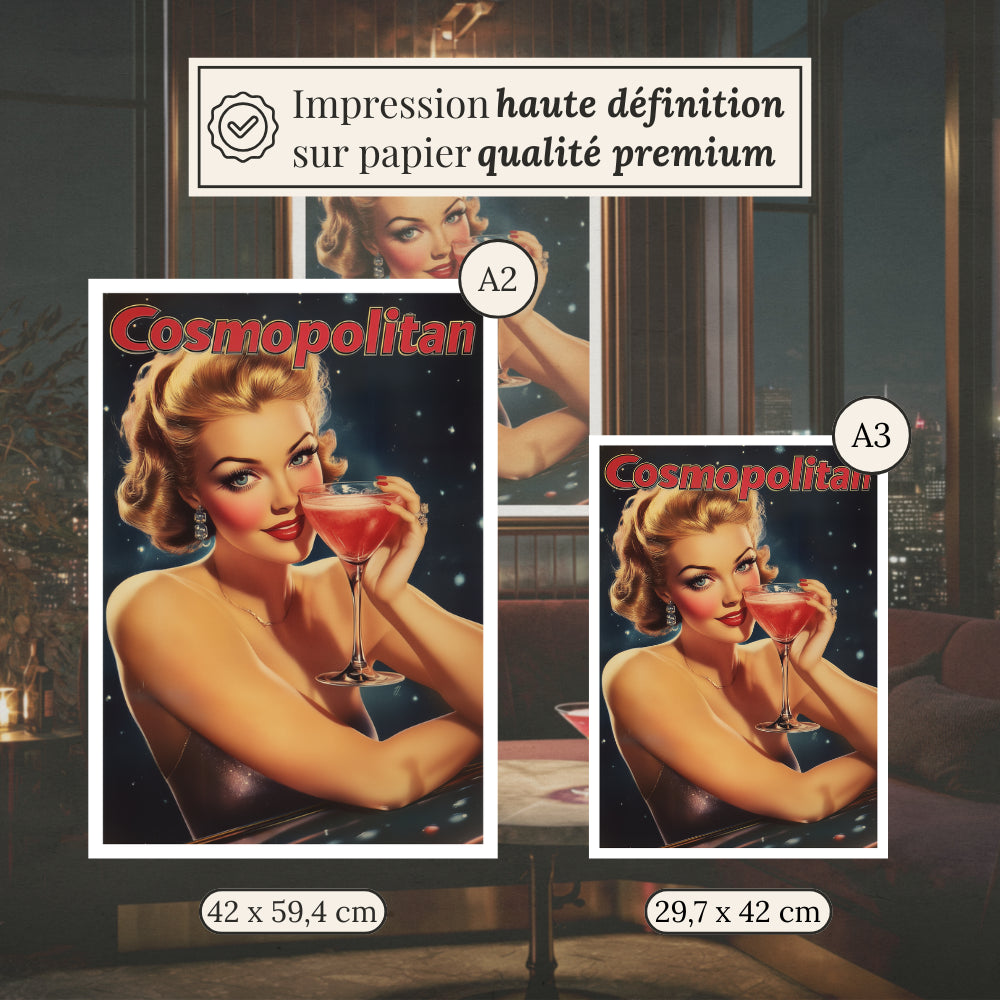 Affiches Rétro - Collection Cocktails Vintage "Cosmopolitan"