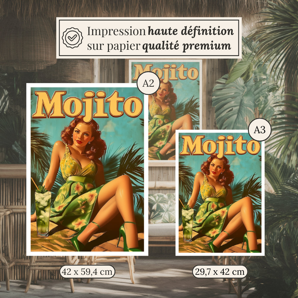 Affiches Rétro - Collection Cocktails Vintage "Mojito"