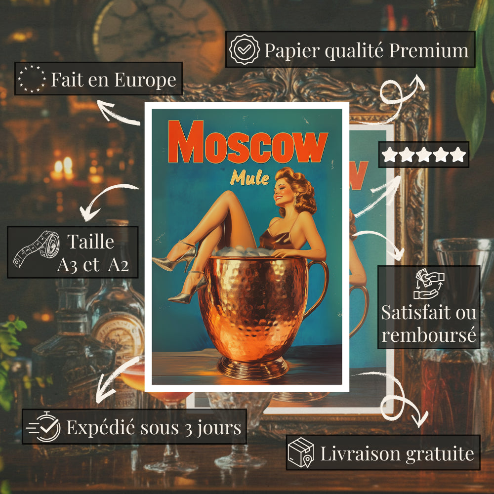 Affiches Rétro - Collection Cocktails Vintage "Moscow Mule"