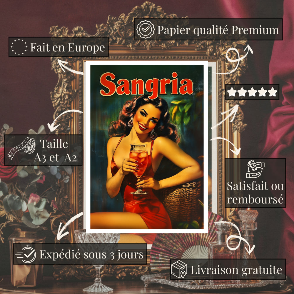 Affiches Rétro - Collection Cocktails Vintage "Sangria"