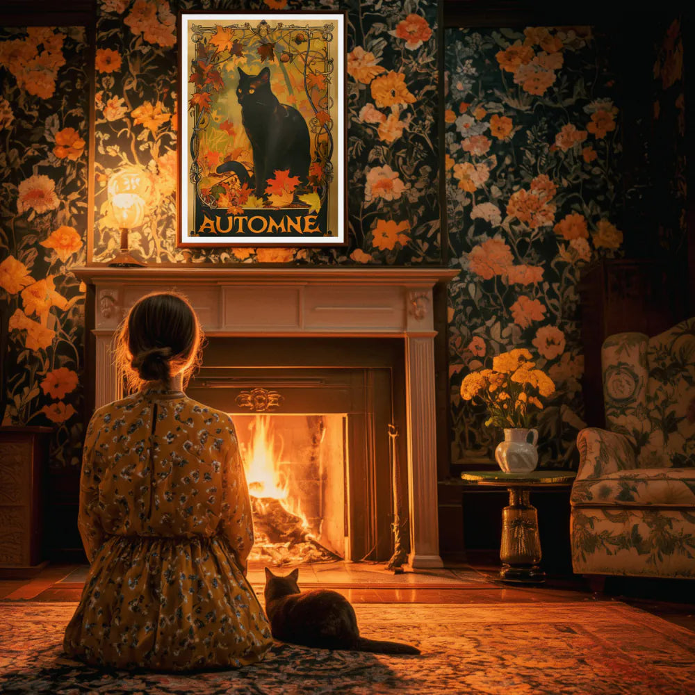 Affiche Art Nouveau - Affiche Automne "Le chat noir"