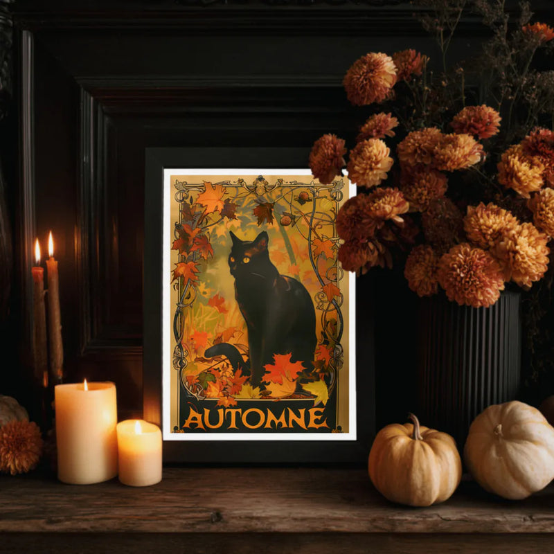 Affiche Automne "Le Chat Noir"