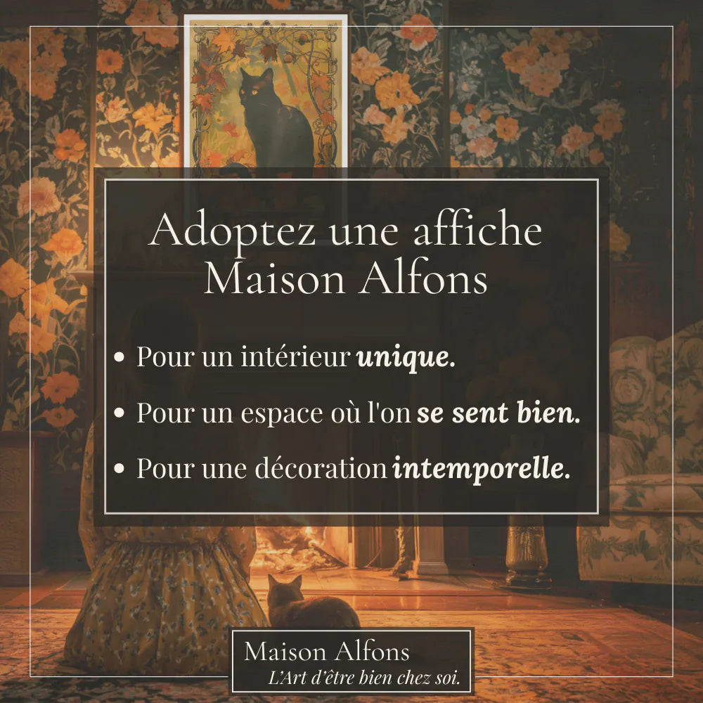 Affiche Art Nouveau - Affiche Automne "Le chat noir"