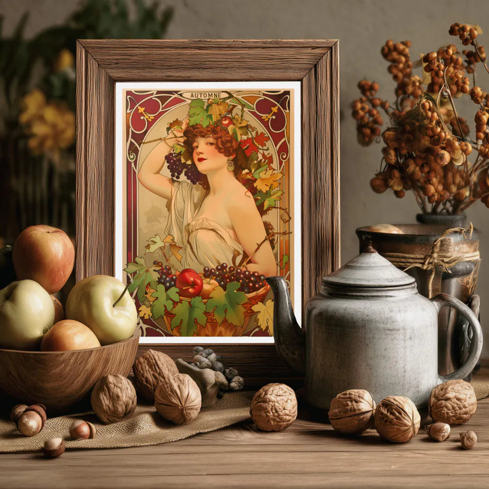 Affiche Art Nouveau - Affiche Automne "La muse des vendanges"