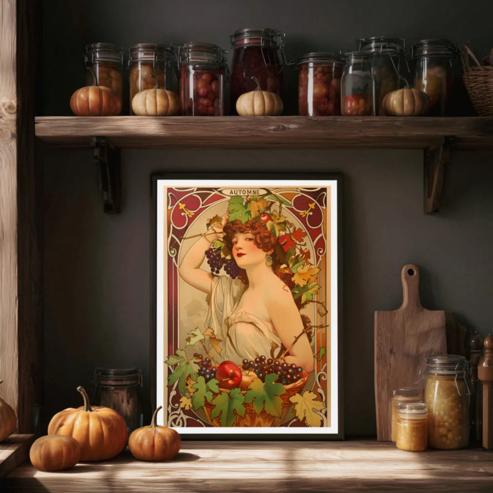 Affiche Art Nouveau - Affiche Automne "La muse des vendanges"