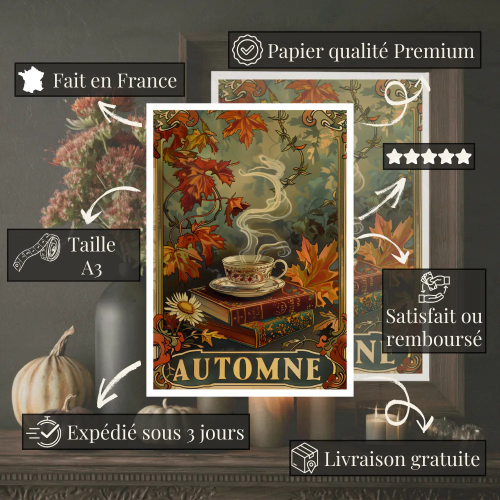 Affiche Art Nouveau - Affiche Automne "Thé Fumant"