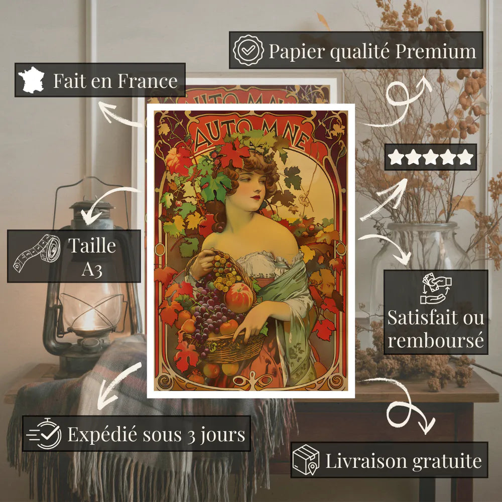 Affiche Art Nouveau - Affiche Automne "Vendanges d'automne"