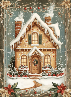 Affiche Noël Vintage - Affiche marché de noel - Maison en Pain d'Épices - Décoration Noël Traditionnel Maison Alfons-2